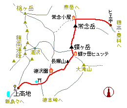 蝶ヶ岳・常念岳 略図
