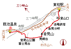「東桂駅～倉見山～葭池温泉」の略図
