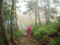 霧の中の三伏峠小屋 霧の中の三伏峠