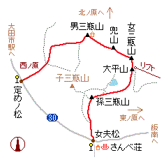 三瓶山の略図