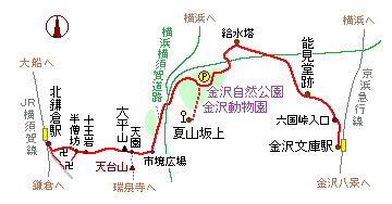 六国峠ハイキングコース（フルコース）の略図
