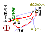 四阿屋山の略図 四阿屋山の略図