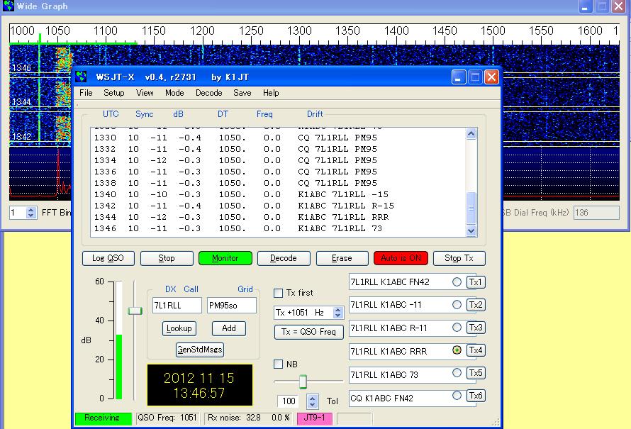 A sample of 136kHz WSJT-X