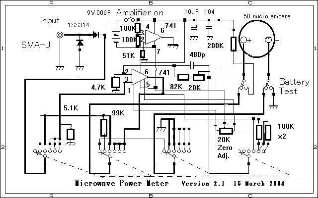 Circuit diagram of the microwave power meter