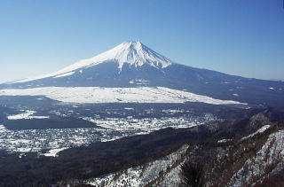 露岩のピークから富士山を望む