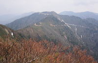 日留賀岳の山頂から撮影：右奥に大佐飛山1908m