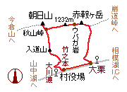 朝日山と赤鞍ヶ岳・略図