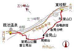 「東桂駅〜倉見山〜葭池温泉」の略図