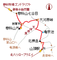 「蓼科山から北横岳」の略図