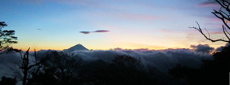 富士山が雲海から顔を出した