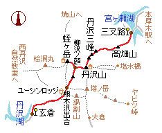 蛭ヶ岳〜丹沢三峰の略図