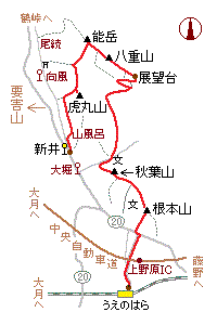 能岳〜八重山の略図