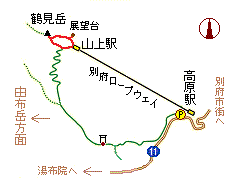 鶴見岳の略図