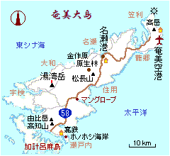 奄美大島の略図