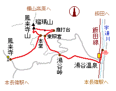 鳳来寺山の略図