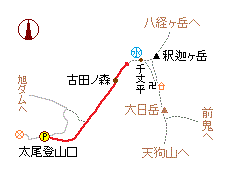 釈迦ヶ岳の略図