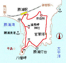 八幡岬から官軍塚の略図