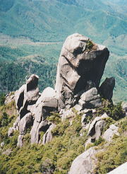 山頂から大ヤスリ岩を見下ろす